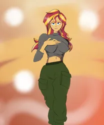 Size: 4961x5952 | Tagged: safe, artist:broni, derpibooru import, sunset shimmer, human, equestria girls, breasts, busty sunset shimmer, cute, female, image, jpeg, shimmerbetes, simple background, solo, solo female