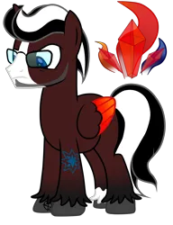 Size: 3284x4274 | Tagged: safe, artist:naoto yazarän, derpibooru import, oc, oc:crystal yazarän, unofficial characters only, alicorn, pony, beard, cutie mark, facial hair, glasses, horn, image, male, pentagram, png, simple background, solo, tattoo, transparent background, wings