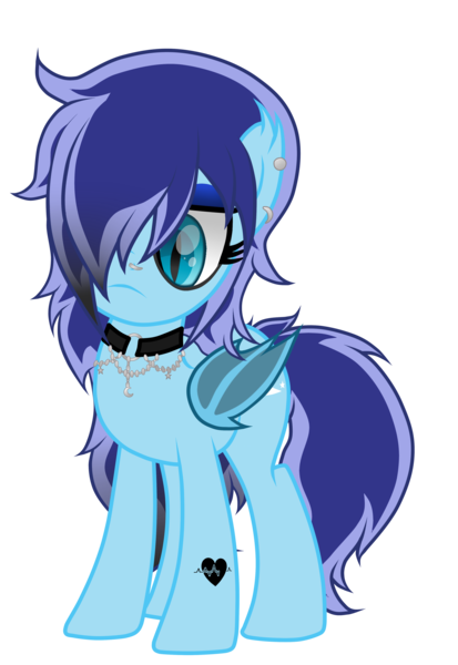 Size: 3168x4604 | Tagged: safe, artist:naoto yazarän, derpibooru import, oc, oc:luna star, unofficial characters only, bat pony, pony, bat wings, collar, ear piercing, goth, image, piercing, png, simple background, solo, tattoo, transparent background, wings