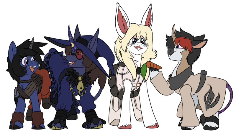 Size: 3840x2160 | Tagged: safe, artist:brainiac, derpibooru import, oc, oc:azaan, oc:brush stroke, oc:moon setter, oc:scarlet stars, pony, unicorn, derpibooru community collaboration, 2024 community collab, donkeycorn, female, image, male, mare, png, simple background, stallion, transparent background, vierpon