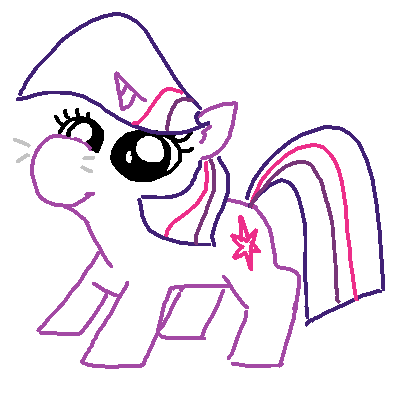 Size: 404x398 | Tagged: safe, artist:purblehoers, derpibooru import, twilight sparkle, pony, unicorn, female, image, mare, ms paint, numget, png, simple background, smiling, solo, unicorn twilight, whiskers, white background