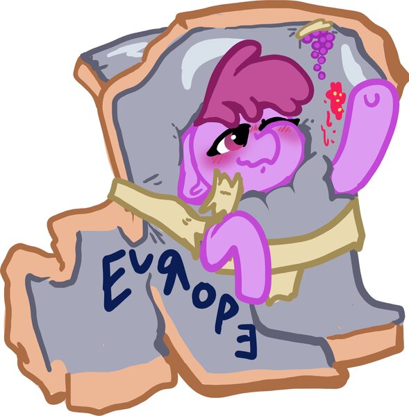 Size: 2308x2353 | Tagged: safe, artist:nootaz, derpibooru import, berry punch, berryshine, earth pony, pony, clothes, costume, drunk, female, image, jpeg, mare, one eye closed, simple background, simpsons did it, smiling, solo, waving, wavy mouth, white background