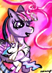 Size: 700x970 | Tagged: safe, artist:[mlp] harmony, derpibooru import, princess celestia, twilight sparkle, twilight sparkle (alicorn), alicorn, pony, celestia plushie, disco elysium, female, image, magic, magic aura, mare, multicolored background, plushie, png, pony plushie, solo, standing