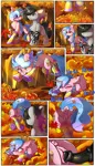 Size: 3163x5500 | Tagged: explicit, artist:yuris, derpibooru import, pony, unicorn, ahegao, anus, autumn, blushing, clothes, comic, commission, dialogue, dubious consent, female, forest, frog (hoof), image, male, nudity, open mouth, penetration, penis, png, sex, smiling, socks, tongue out, tree, underhoof, vagina, vaginal, ych result, your character here