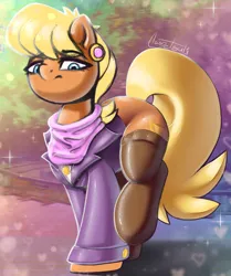 Size: 938x1121 | Tagged: safe, artist:llametsul, derpibooru import, ms. harshwhinny, earth pony, pony, clothes, colored, cute, ear piercing, earring, female, image, jewelry, looking at you, looking down, looking down at you, mare, piercing, png, signature, socks, solo, stockings, thigh highs