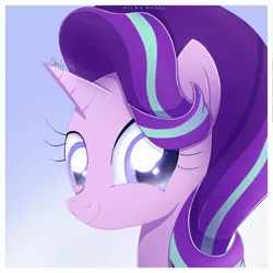 Size: 2000x2000 | Tagged: safe, artist:nnaly, artist:nnalyart, derpibooru import, starlight glimmer, pony, unicorn, bust, cute, female, g4, glimmerbetes, high res, horn, image, jpeg, looking at you, mare, portrait, signature, smiling, smiling at you, solo