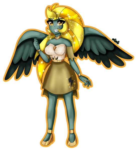 Size: 2356x2609 | Tagged: safe, artist:dazzlingmimi, derpibooru import, lightning dust, equestria girls, breasts, busty lightning dust, equestria girls-ified, evil grin, female, grin, image, nightmare lightning dust, png, simple background, smiling, spread wings, transparent background, wings