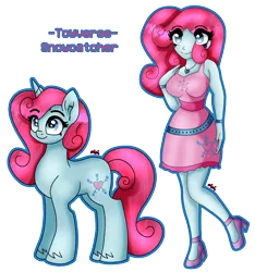 Size: 2468x2636 | Tagged: safe, artist:dazzlingmimi, derpibooru import, snowcatcher, human, pony, unicorn, equestria girls, busty snowcatcher, cute, equestria girls-ified, hand on hip, image, png, raised leg, self paradox, self ponidox, simple background, snowcatcherdorable, transparent background