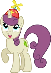 Size: 5521x7888 | Tagged: safe, artist:starryshineviolet, derpibooru import, nook, pony, unicorn, pinkie pride, absurd resolution, background pony, female, happy, hat, image, looking up, mare, png, propeller hat, raised hoof, simple background, smiling, transparent background, vector, when she smiles