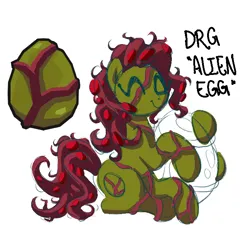 Size: 688x651 | Tagged: safe, artist:wtfponytime, derpibooru import, ponified, alien, monster pony, pony, alien egg, colored, colored sketch, crossover, deep rock galactic, egg, extra legs, eyes closed, hug, image, png, simple background, six legs, sketch, smiling, solo, tentacle hair, tentacle mane, tentacle tail, tentacles, vein, weird, white background