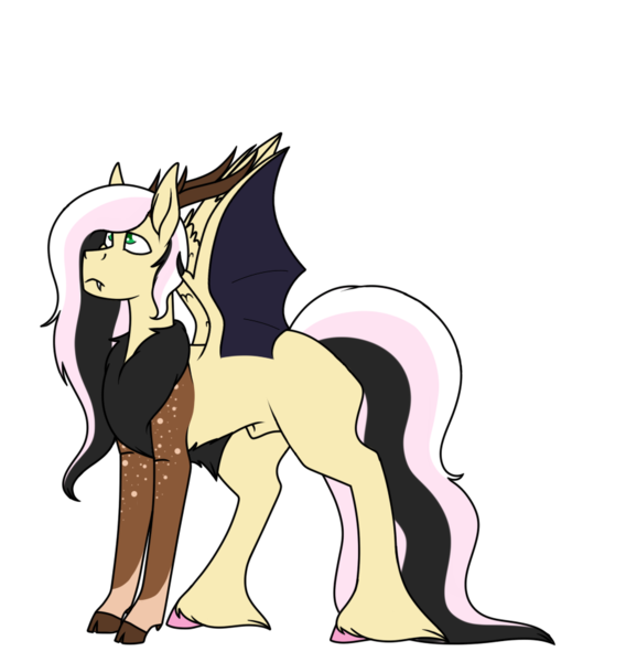 Size: 900x950 | Tagged: suggestive, artist:katpocketmonster, derpibooru import, oc, oc:flower, hybrid, pony, image, interspecies offspring, male, nudity, offspring, parent:discord, parent:fluttershy, parents:discoshy, png, sheath, simple background, solo, solo male, stallion, transparent background