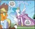 Size: 366x310 | Tagged: safe, artist:jenna ayoub, derpibooru import, idw, applejack, princess celestia, winona, butterfly, insect, pony, spoiler:comic, applejack's hat, clothes, comic, cowboy hat, dorothy gale, dress, female, g4, good witch of the north, hat, hoof shoes, image, mare, my little pony classics reimagined: the unicorn of odd, official comic, png, speech bubble, the good witch of the north, the unicorn of odd, the wizard of oz, unsound effect