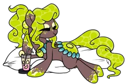 Size: 1000x669 | Tagged: safe, artist:crystal-tranquility, derpibooru import, original species, pond pony, pony, female, image, lying down, mare, pillow, png, prone, solo