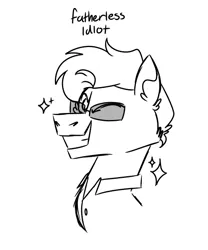 Size: 500x600 | Tagged: safe, artist:fuckomcfuck, derpibooru import, oc, oc:all star, earth pony, pony, image, looking at you, monochrome, one eye closed, png, solo, sparkles, sunglasses, wink, winking at you