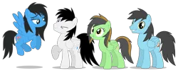 Size: 8803x3638 | Tagged: safe, artist:creedyboy124, derpibooru import, oc, oc:olivia lee, oc:sarah lee, oc:seong lee, oc:shane park, pegasus, pony, family, female, group, image, looking at you, male, mare, one eye closed, png, simple background, stallion, transparent background, wink, winking at you