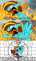 Size: 728x1230 | Tagged: safe, derpibooru import, edit, oc, oc:ilovekimpossiblealot, unofficial characters only, pegasus, pony, unicorn, angry, asphyxiation, cross-popping veins, emanata, female, fire, image, male, mare, meme, png, screaming, screenshots, stallion, strangling, subtitles, technical difficulties, youtube link