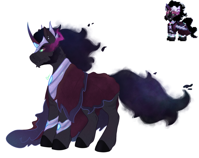 Size: 1985x1575 | Tagged: safe, artist:trashpanda czar, derpibooru import, king sombra, pony, pony town, eye mist, flowing mane, image, png, solo