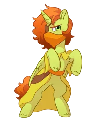 Size: 1208x1520 | Tagged: safe, artist:skysorbett, derpibooru import, oc, oc:dusty dunes, unofficial characters only, alicorn, derpibooru community collaboration, 2024 community collab, alicorn oc, clothes, eyepatch, horn, image, png, simple background, solo, standing on two hooves, transparent background, wings