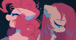 Size: 705x379 | Tagged: safe, artist:mirtash, derpibooru import, pinkie pie, earth pony, pony, chest fluff, crying, ear fluff, eyes closed, female, image, laughing, mare, open mouth, pinkamena diane pie, png, sad, solo