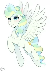 Size: 2480x3508 | Tagged: safe, artist:xiaowu07, derpibooru import, vapor trail, pegasus, pony, cute, female, g4, image, mare, png, simple background, smiling, solo, white background