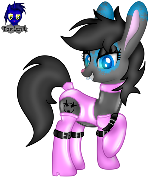 Size: 3840x4154 | Tagged: safe, artist:damlanil, derpibooru import, oc, oc:toxic plunge, earth pony, hybrid, original species, pony, rabbit, animal, bdsm, bodysuit, boots, bunnified, bunny ears, clothes, collar, commission, cute, dominant, eyeshadow, female, gloves, high heel boots, high heels, image, latex, latex boots, latex gloves, latex socks, latex suit, leotard, makeup, mare, png, rabbit pony, raised hoof, rubber, rubber suit, shiny, shoes, show accurate, simple background, skintight clothes, socks, solo, species swap, suit, transparent background, vector