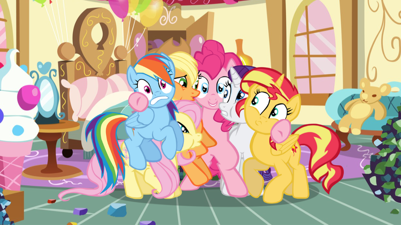 Size: 1089x613 | Tagged: safe, artist:benpictures1, ponerpics import, ponybooru import, applejack, fluttershy, pinkie pie, rainbow dash, rarity, sunset shimmer, alicorn, earth pony, pegasus, pony, unicorn, series:shimmerverse, maud pie (episode), alicornified, alternate timeline, alternate universe, cute, dashabetes, diapinkes, image, jackabetes, png, race swap, raribetes, shimmerbetes, shimmercorn, shyabetes, sugarcube corner