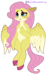 Size: 1230x1930 | Tagged: safe, artist:caffeinatedcarny, derpibooru import, fluttershy, anthro, pegasus, unguligrade anthro, countershading, freckles, g4, hoof feet, image, markings, png, simple background, stylized, transparent background