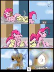 Size: 6000x8000 | Tagged: safe, artist:chedx, derpibooru import, fluttershy, pinkie pie, earth pony, pegasus, comic:learning with pibby glitch battles, fanfic, comic, commission, community related, corrupted, crossover, fanfic art, image, multiverse, png, scooby doo, scooby doo (character)
