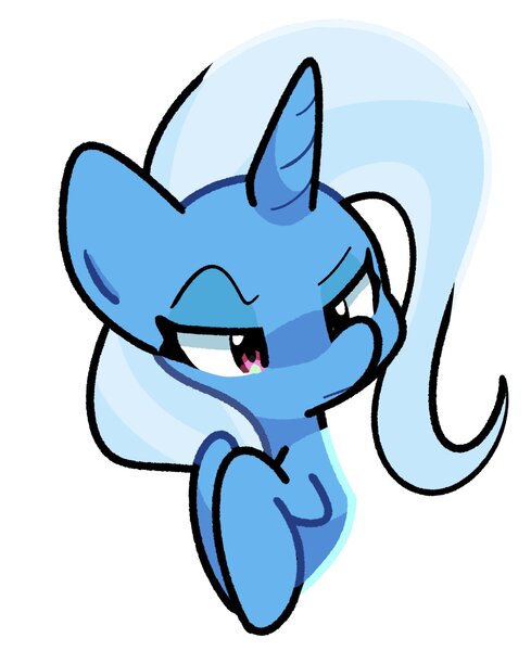 Size: 1355x1662 | Tagged: safe, artist:kindakismet, derpibooru import, trixie, pony, unicorn, bust, eyebrows, image, jpeg, portrait, raised eyebrow, simple background, solo, trixie is not amused, unamused, white background