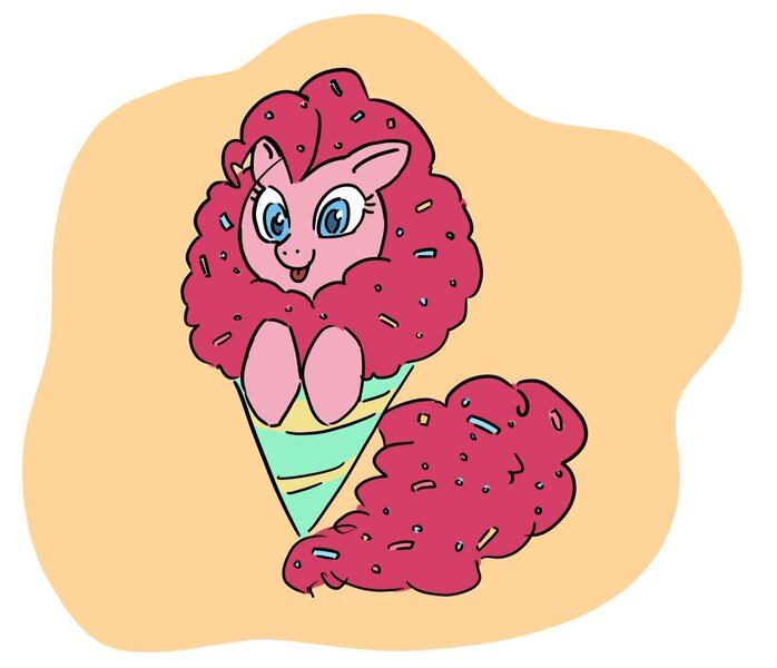 Size: 1981x1703 | Tagged: safe, artist:mayugraffiti, derpibooru import, pinkie pie, earth pony, pony, cute, diapinkes, female, food, image, jpeg, mare, open mouth, open smile, ponies in food, smiling, snowcone, solo, sprinkles