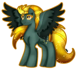 Size: 2087x1906 | Tagged: safe, artist:dazzlingmimi, derpibooru import, lightning dust, pegasus, pony, female, image, mare, nightmare lightning dust, png, simple background, smiling, solo, spread wings, transparent background, wings