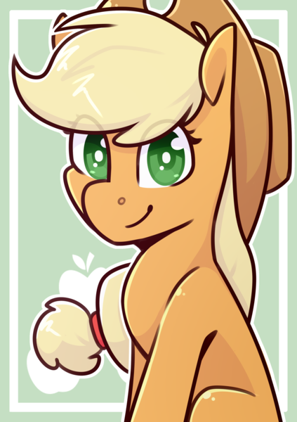 Size: 2039x2894 | Tagged: safe, artist:jelly-sketch, artist:jellysketch, derpibooru import, part of a set, applejack, earth pony, pony, applejack's hat, bust, cowboy hat, cutie mark background, eye clipping through hair, female, g4, hat, high res, image, looking at you, mare, png, portrait, signature, smiling, smiling at you, solo