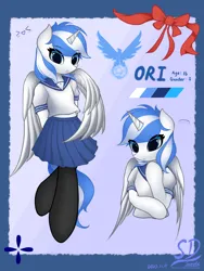Size: 1920x2560 | Tagged: safe, artist:speedy dashie, derpibooru import, oc, oc:ori, unofficial characters only, alicorn, pony, blue eyes, clothes, dress, female, image, png, standing, wings