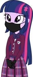 Size: 2328x5400 | Tagged: safe, artist:alandssparkle, artist:brokenadam, derpibooru import, edit, twilight sparkle, twilight sparkle (alicorn), alicorn, human, equestria girls, friendship games, bowtie, clothes, coronavirus, covid-19, cropped, crystal prep academy, crystal prep academy students, crystal prep academy uniform, crystal prep shadowbolts, face mask, gloves, humanized, image, looking at you, mask, pleated skirt, png, school uniform, simple background, skirt, transparent background