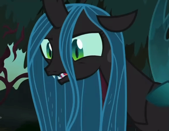 Size: 578x450 | Tagged: safe, derpibooru import, queen chrysalis, changeling, changeling queen, animated, eye twitch, female, gif, image, solo