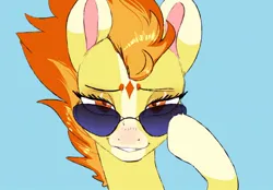 Size: 1198x833 | Tagged: safe, artist:woollyart, derpibooru import, spitfire, pegasus, pony, coat markings, female, image, jpeg, looking at you, socks (coat marking), solo, sunglasses