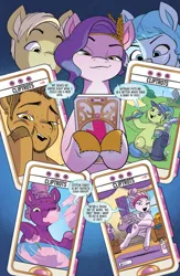 Size: 560x860 | Tagged: safe, artist:amy mebberson, derpibooru import, idw, pipp petals, unnamed character, unnamed pony, pegasus, pony, g5, spoiler:comic, spoiler:g5comic, spoiler:g5comic18, cornrows, cropped, ear piercing, earring, female, image, jewelry, male, mare, phone, piercing, png, stallion