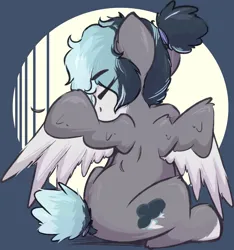 Size: 1718x1833 | Tagged: safe, artist:rhythmpixel, derpibooru import, oc, unofficial characters only, pegasus, pony, grooming, image, pegasus oc, png, ponytail, preening, solo, wings