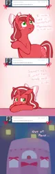 Size: 868x2725 | Tagged: safe, artist:redintravenous, derpibooru import, oc, oc:red ribbon, pony, unicorn, ask red ribbon, bow, female, hair bow, image, mare, png, solo