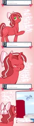 Size: 1000x3604 | Tagged: safe, artist:redintravenous, derpibooru import, oc, oc:blue blazes, oc:red ribbon, unofficial characters only, pegasus, pony, unicorn, ask red ribbon, bow, female, hair bow, image, mare, png