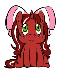 Size: 500x587 | Tagged: safe, artist:redintravenous, derpibooru import, oc, oc:red ribbon, pony, unicorn, ask red ribbon, bow, chibi, female, hair bow, image, mare, png, solo