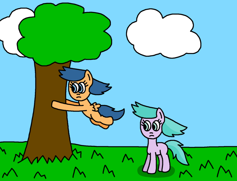 Size: 1676x1280 | Tagged: safe, artist:gillianthecreator36, derpibooru import, first base, earth pony, pegasus, pony, fanfic:the fillies' best picnic ever, 1000 hours in ms paint, adorabase, aura (g4), aura is not amused, aurabetes, backyard, best friends, blank flank, cloud, cute, duo, duo female, female, field, filly, first base is not amused, floating, floating wings, foal, friends, frown, g4, girly girl, grass, grass field, image, ms paint, outdoors, paint.net, pegasus first base, png, race swap, sky, story, tail, tomboy, tree, unamused, what has magic done, wind, windswept hair, windswept mane, windswept tail, wings