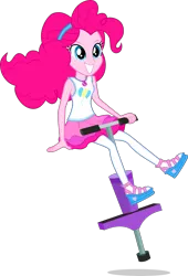 Size: 2731x4014 | Tagged: safe, artist:dustinwatsongkx, derpibooru import, pinkie pie, human, equestria girls, female, image, png, pogo stick, simple background, smiling, solo, transparent background
