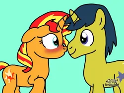 Size: 828x621 | Tagged: safe, artist:4swords4ever, derpibooru import, comet tail, sunset shimmer, pony, unicorn, cometshimmer, female, image, jpeg, male, mare, shipping, stallion, straight