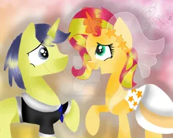 Size: 750x599 | Tagged: safe, artist:sapphirearts0123, derpibooru import, comet tail, sunset shimmer, pony, unicorn, cometshimmer, female, image, jpeg, male, mare, marriage, shipping, stallion, straight, wedding