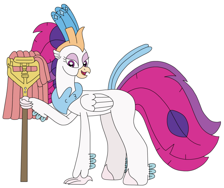 Size: 2783x2342 | Tagged: safe, artist:supahdonarudo, derpibooru import, queen novo, classical hippogriff, hippogriff, series:novoember, my little pony: the movie, fluttermop, holding, image, png, simple background, transparent background