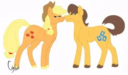 Size: 935x550 | Tagged: safe, artist:colourstrike, derpibooru import, applejack, caramel, earth pony, pony, female, image, jpeg, male, mare, ship:carajack, shipping, stallion, straight