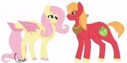 Size: 958x475 | Tagged: safe, artist:colourstrike, derpibooru import, big macintosh, fluttershy, earth pony, pegasus, pony, female, fluttermac, image, jpeg, male, mare, shipping, stallion, straight