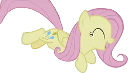 Size: 968x553 | Tagged: safe, derpibooru import, edit, edited screencap, editor:incredibubbleirishguy, screencap, fluttershy, she talks to angel, ^^, background removed, cropped, cute, cutie mark swap, eyes closed, happy, image, jumping, pinkie pie's cutie mark, png, shyabetes