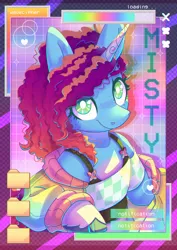 Size: 2480x3508 | Tagged: safe, artist:musicfirewind, derpibooru import, pony, unicorn, g5, clothes, cute, high res, image, jpeg, looking at you, misty brightdawn, solo, vaporwave